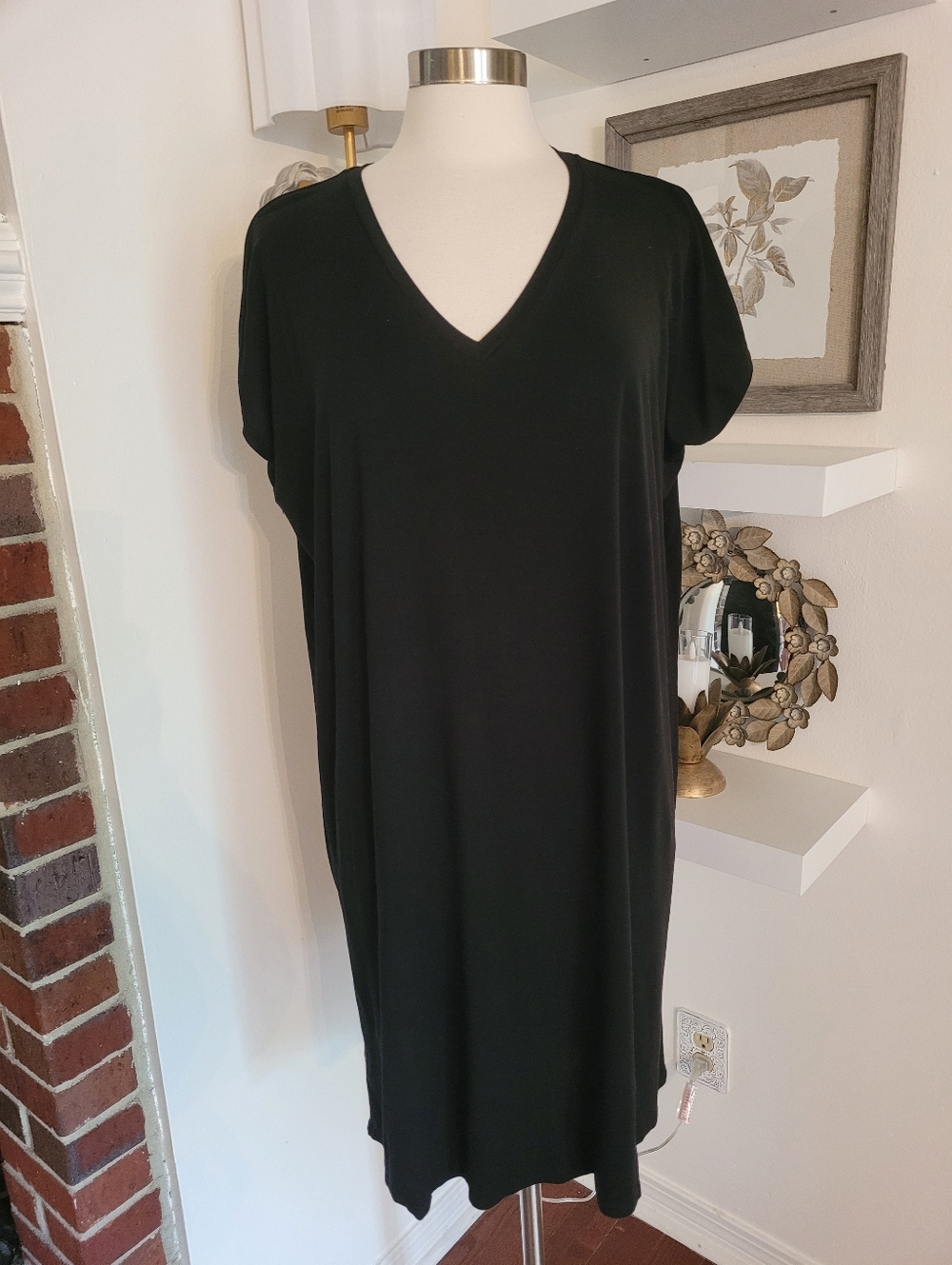 Eileen Fisher Fine Jersey V-Neck Dress, a lightweight sleeveless dress Large